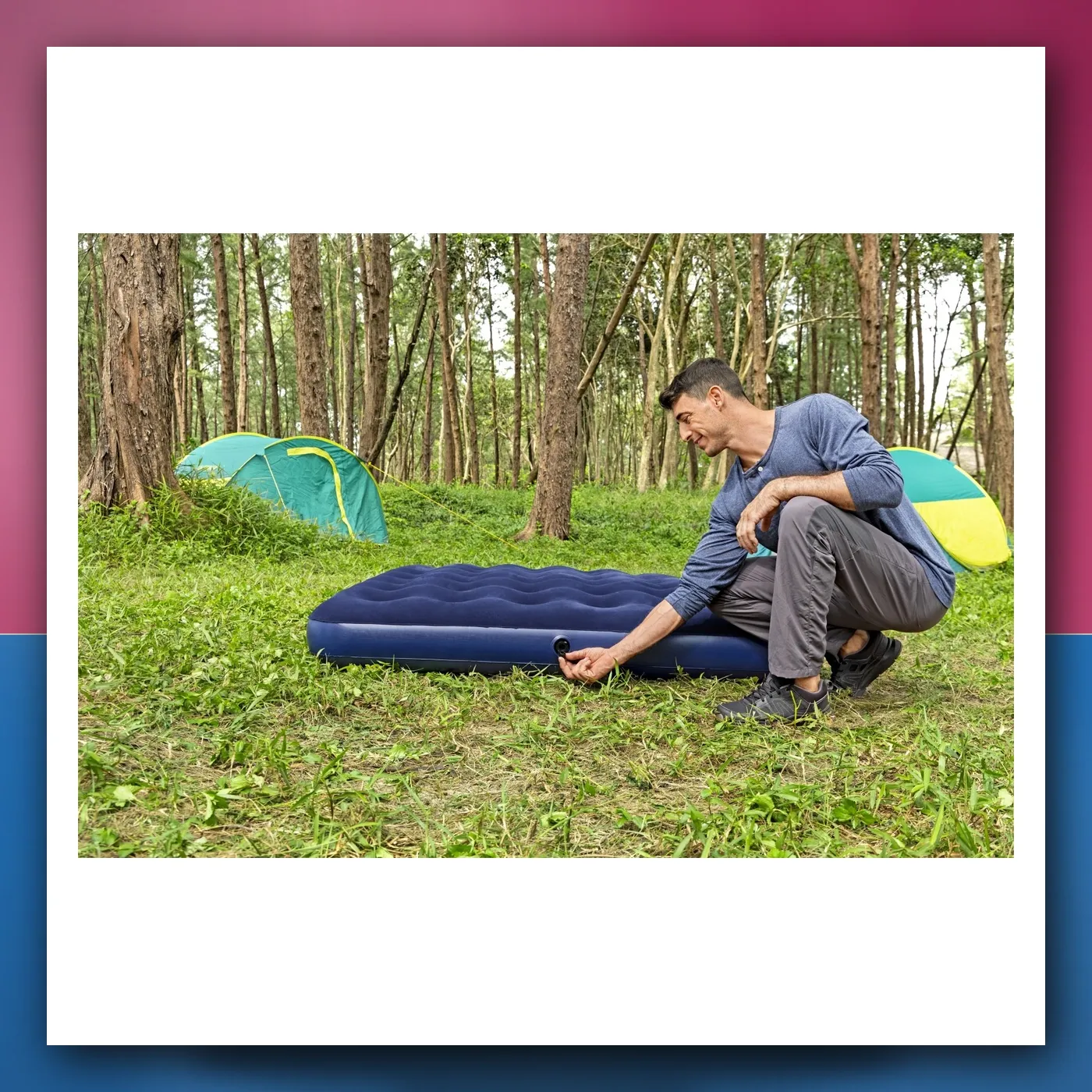 Velur madrac na napuhavanje za spavanje za 2 osobe BESTWAY 203 x 152 x 22 cm + set za popravak