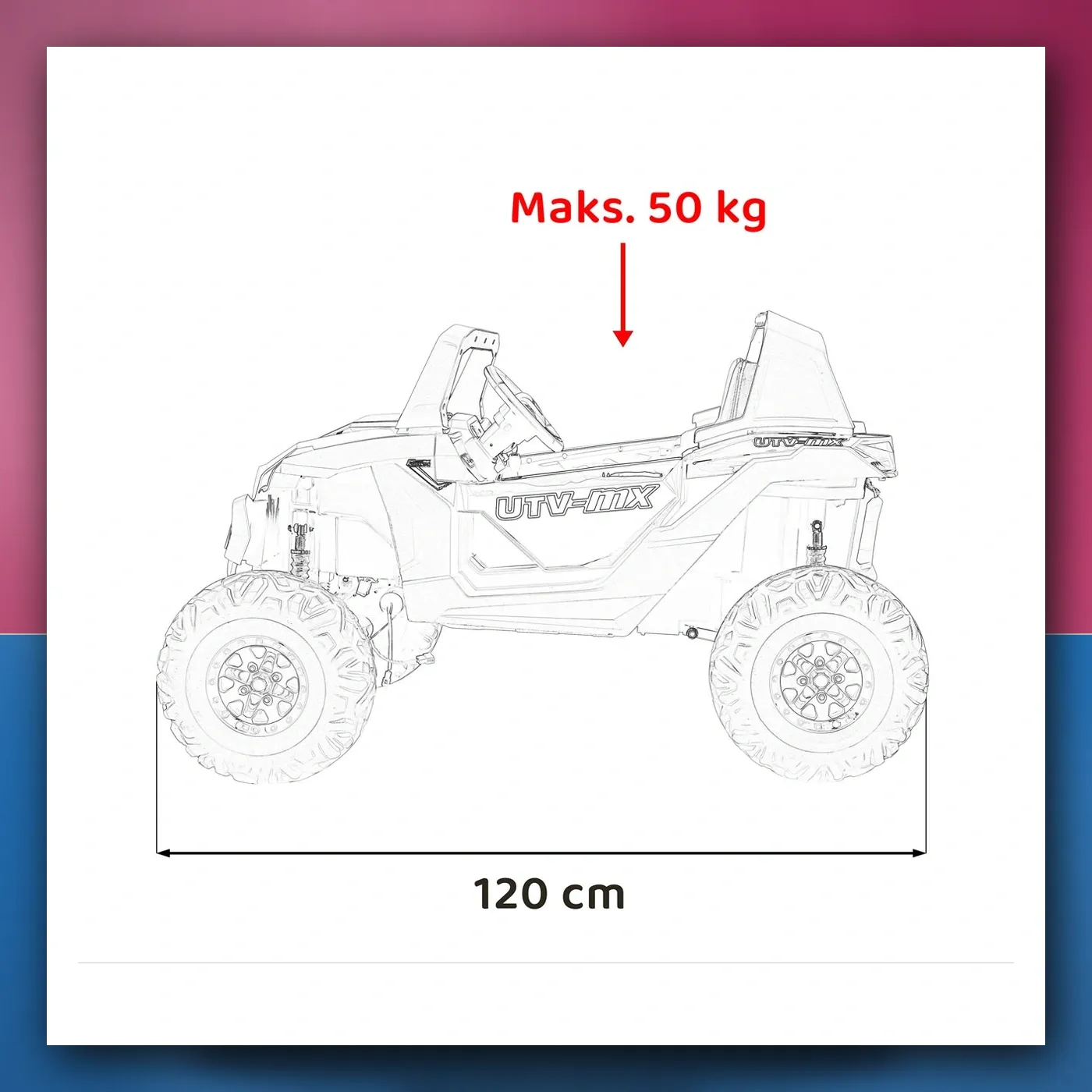 Buggy na akumulator UTV - MX 2000N crveni - slika 1