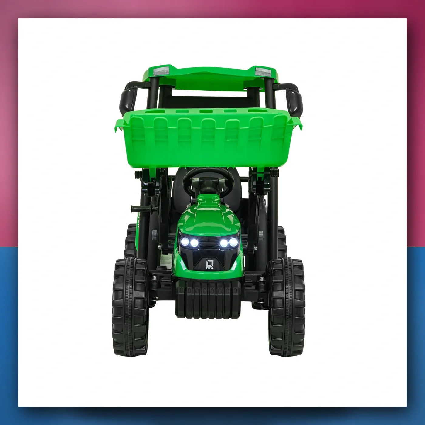 MEGA traktor D68 na akumulator s prikolicom, zeleni