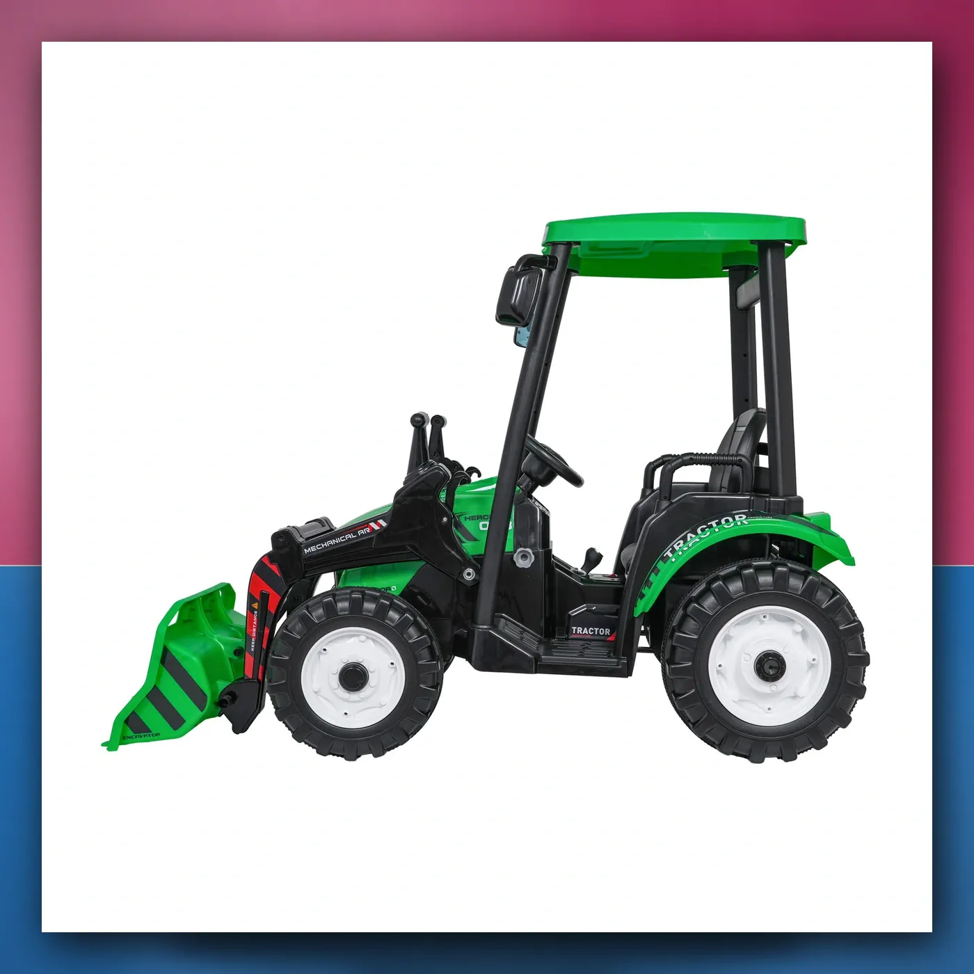 MEGA traktor D68 na akumulator s prikolicom, zeleni