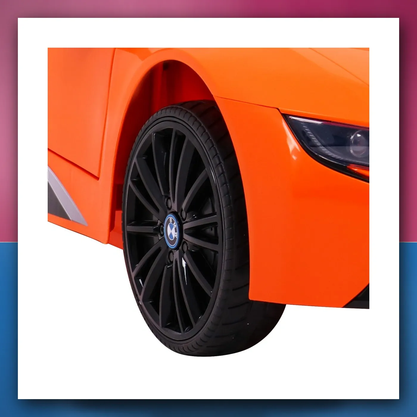 BMW I8 Lift Auto na akumulator narančasti + Daljinski upravljač + Lagani Start + 3 - pkt pojasevi + MP3 USB + LED - slika 1