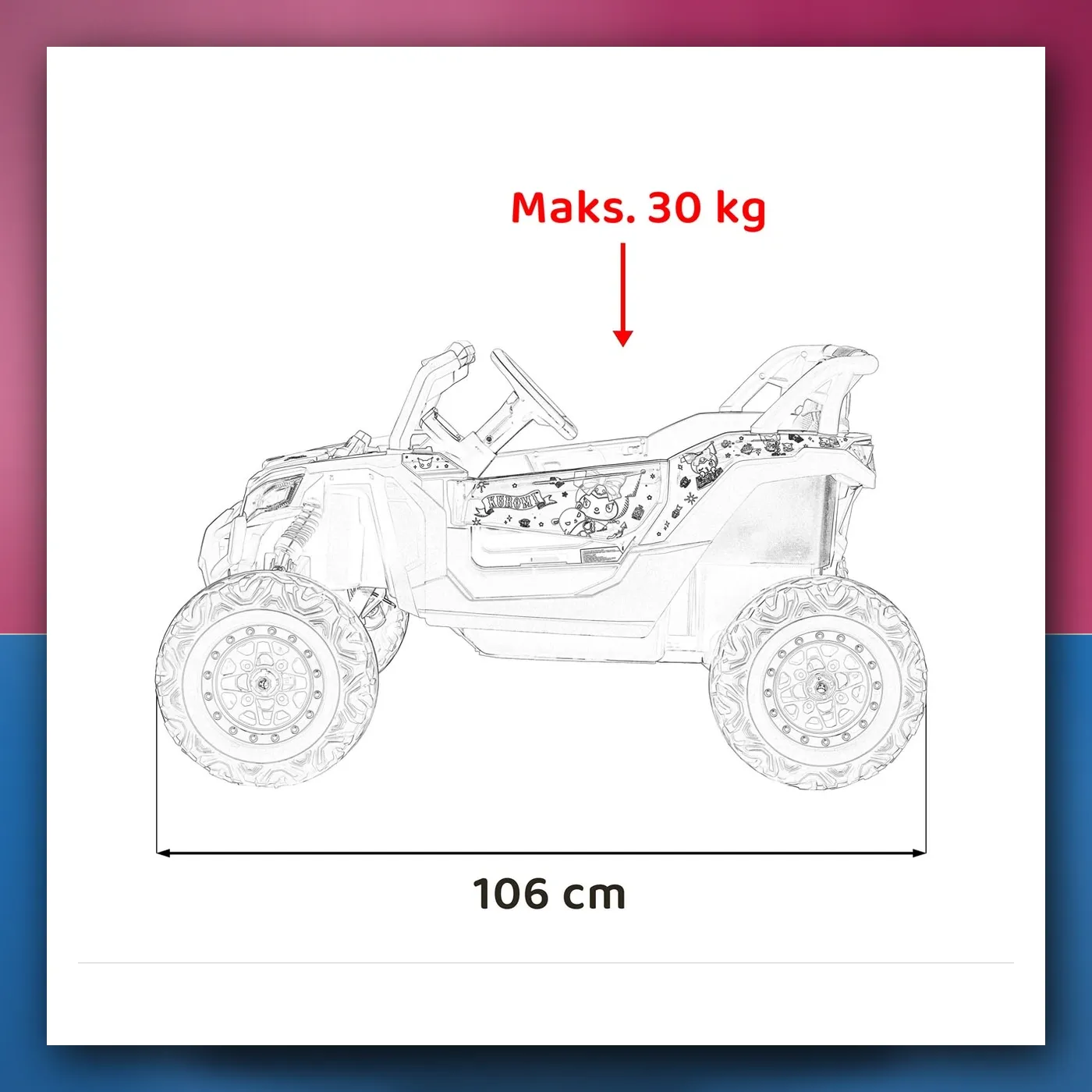 Buggy na akumulator ATV braniti 4x4 Ljubičasti Licenca KUROMI - slika 1
