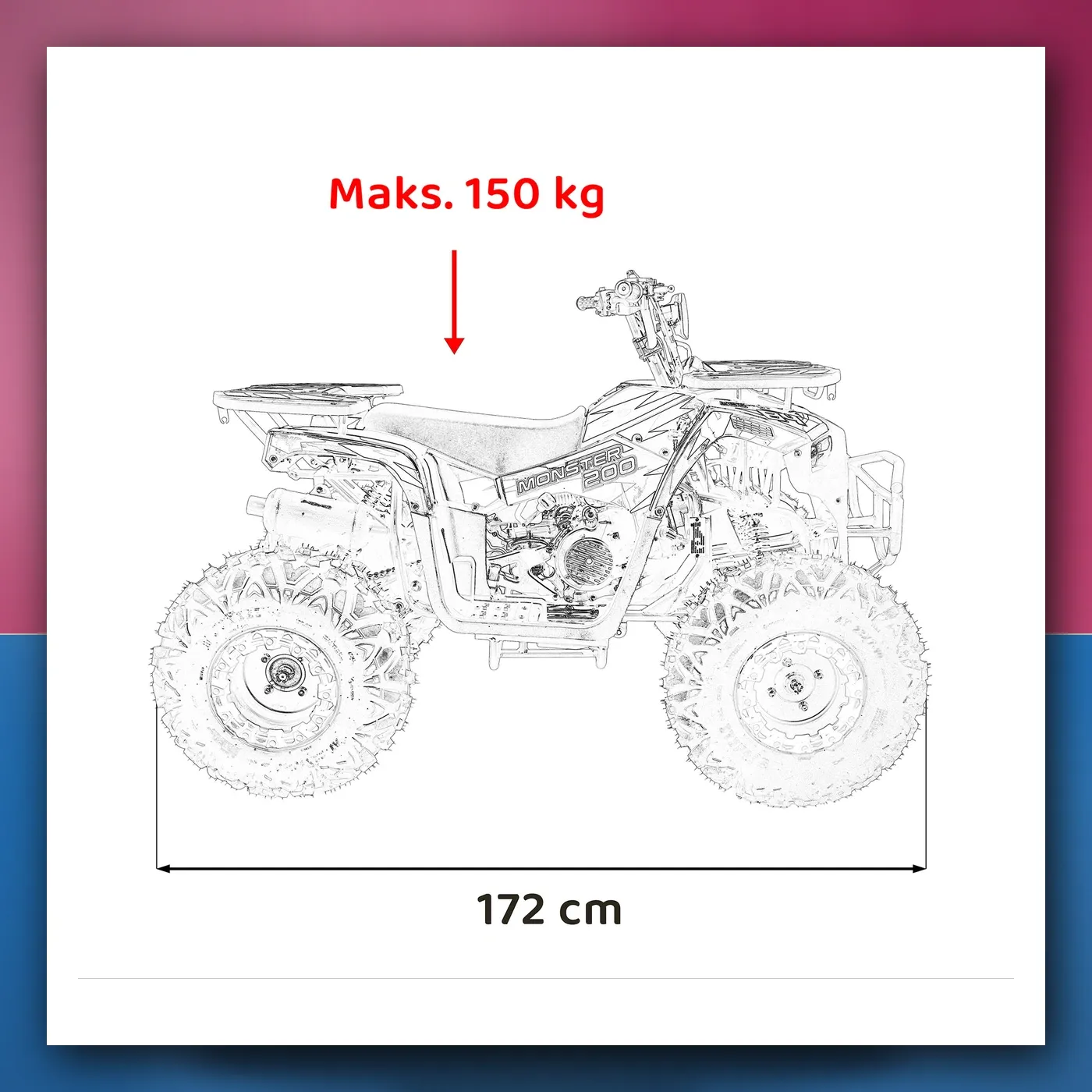 Četverocikl na akumulator Motorni 200CC MONSTER plavi - slika 1