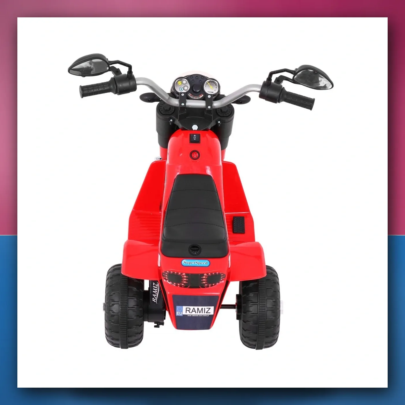 Motorić MiniBike na akumulator za djecu - crveni + Zvukovi + Svjetla LED + Eko koža - slika 1