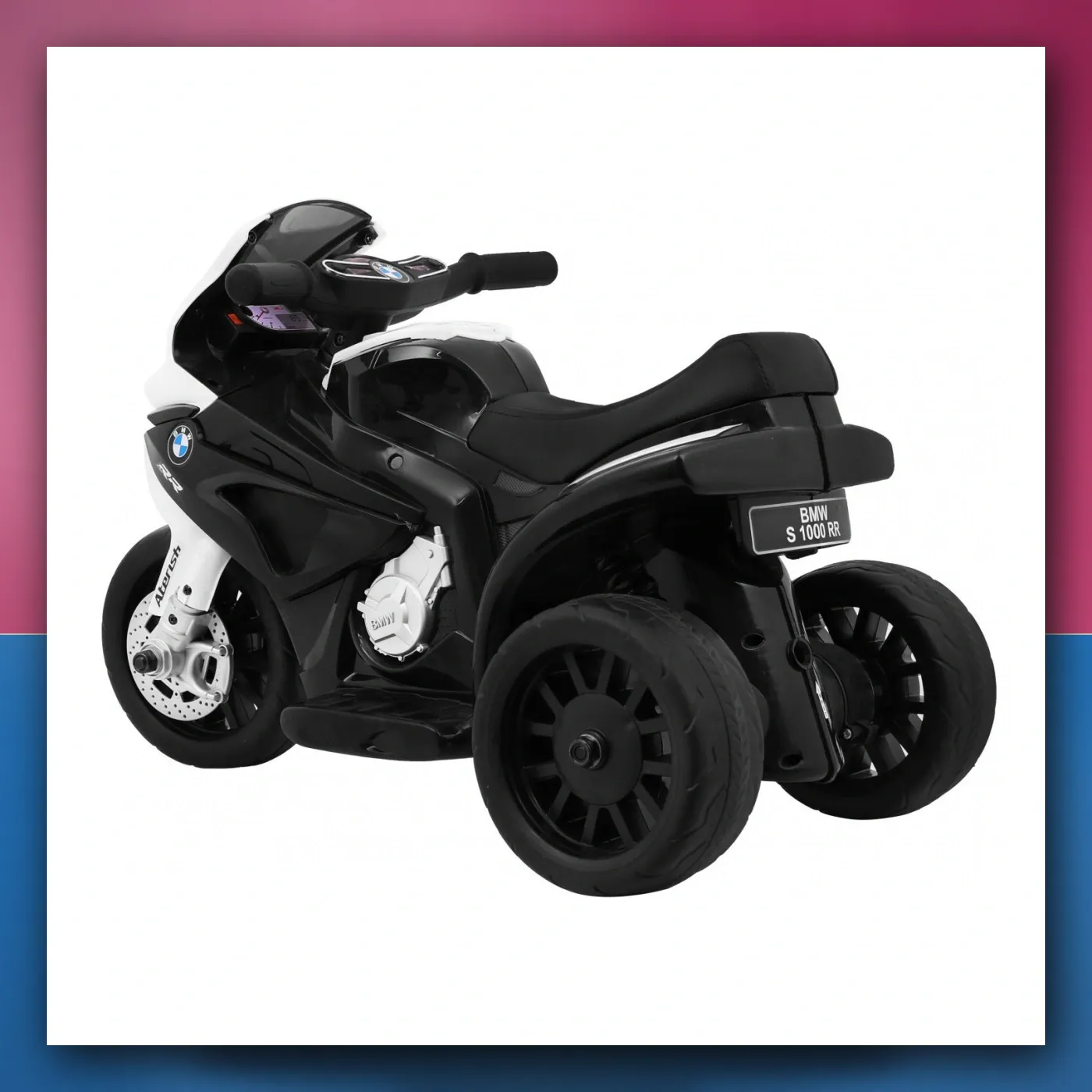 Motor BMW S1000 RR Mini na akumulator za djecu - crni + 3 kotači + Zvukovi + LED - slika 1