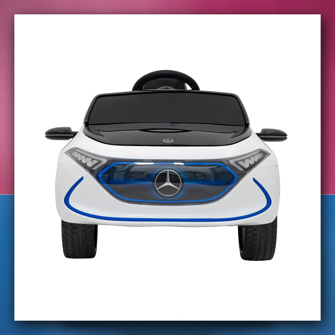 Mercedes Benz AMG EQA za djecu bijeli + Daljinski upravljač + 5 - točkaste pojasevi + EVA + Zaslon MP3 + LED - slika 1