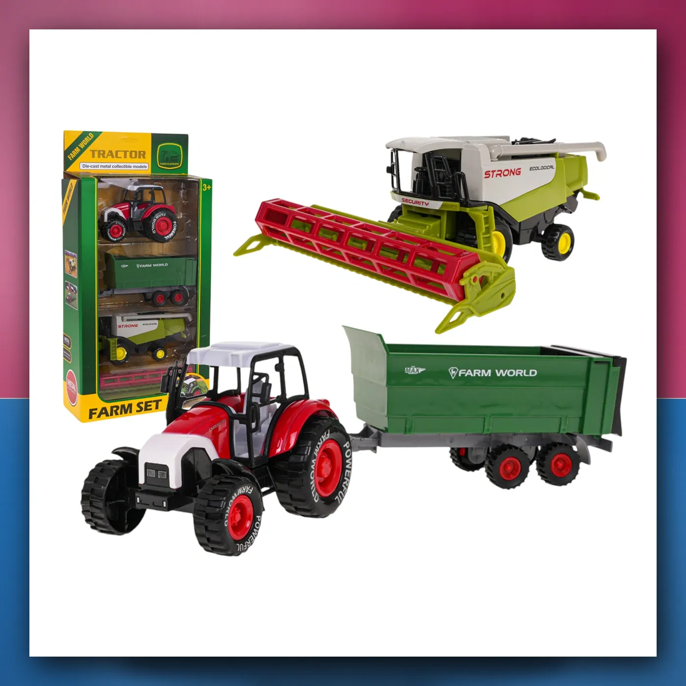 set Auta poljoprivrednih Traktor + Kombajn - slika 1