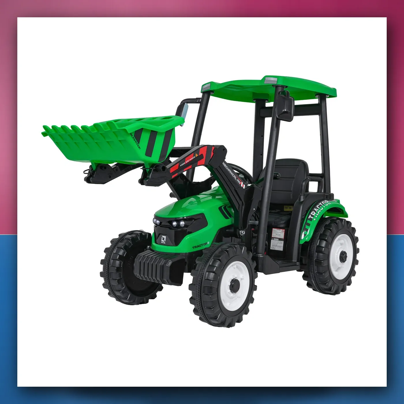 MEGA traktor D68 na akumulator s prikolicom, zeleni