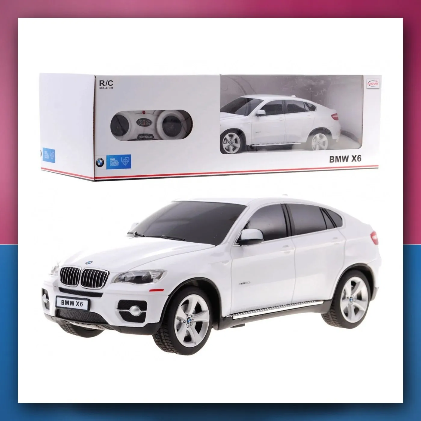 BMW X6 bijeli RASTAR SUV model 1:24 na daljinsko upravljanje + daljinski upravljač