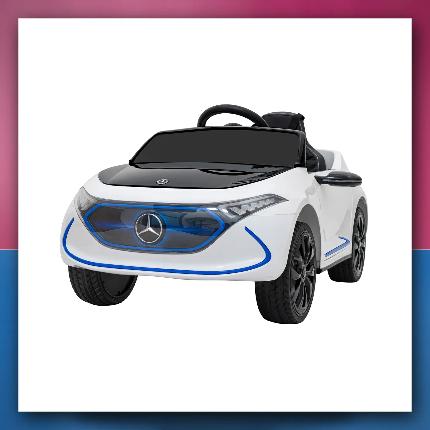 Mercedes Benz AMG EQA za djecu bijeli + Daljinski upravljač + 5 - točkaste pojasevi + EVA + Zaslon MP3 + LED - slika 1
