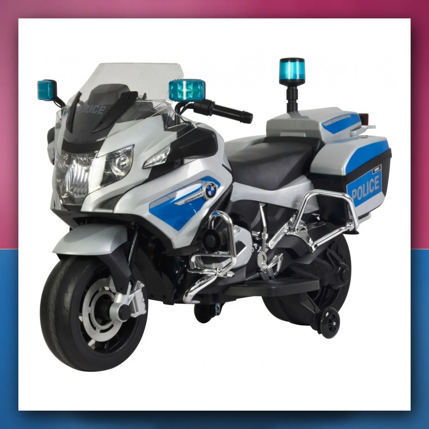 BMW R1200RT Policija Motor električni za djecu + Kotrljajuće pomoćni + Zvukovi + LED + EVA + Lagani Start - slika 1