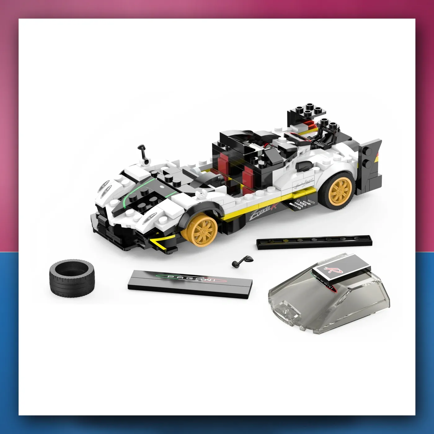 Mali auto 1: 28 Pagani Zonda R Kocke bijeli RASTAR - slika 1