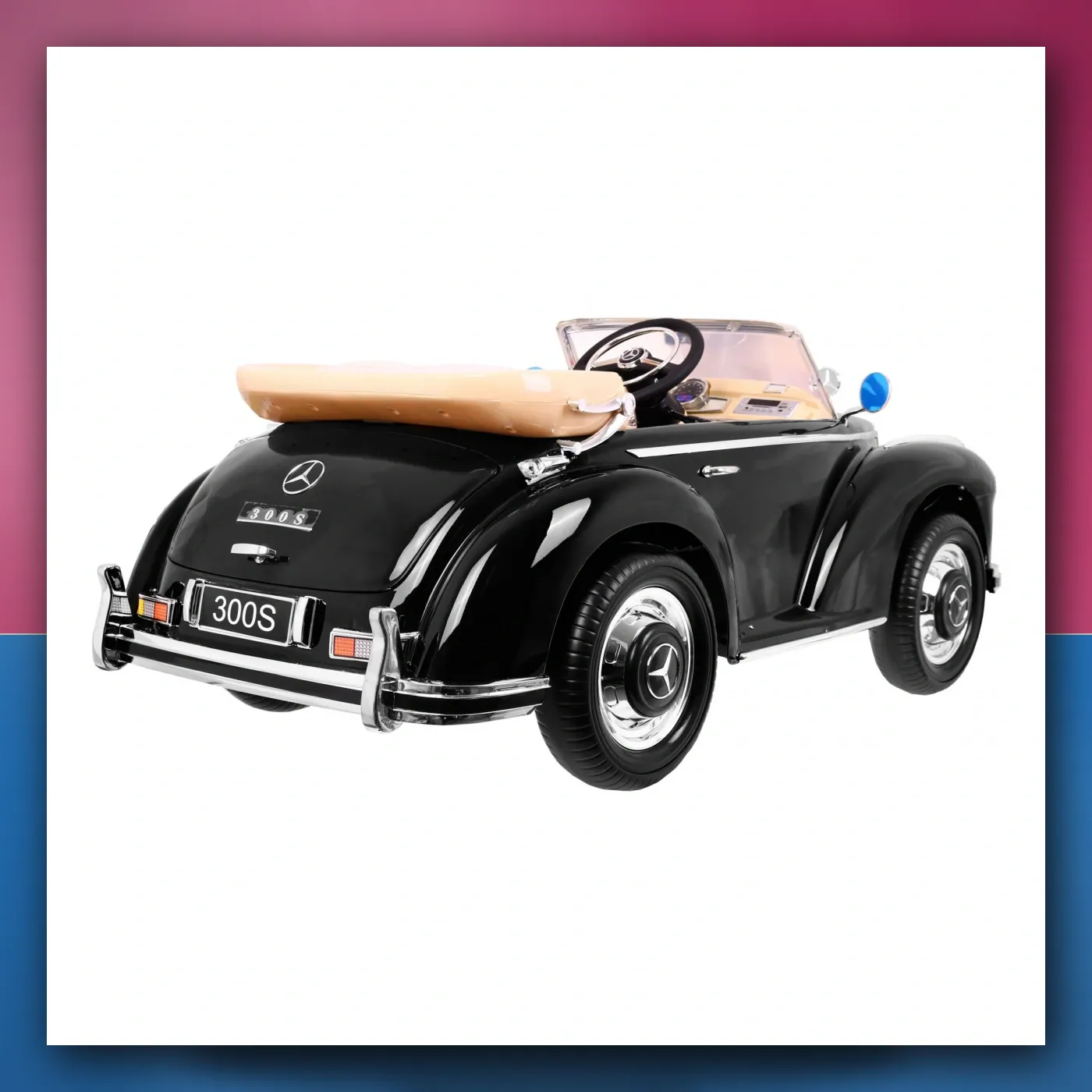 Mercedes Benz 300S Retro za djecu Lakir crne klasične auto - slika 1