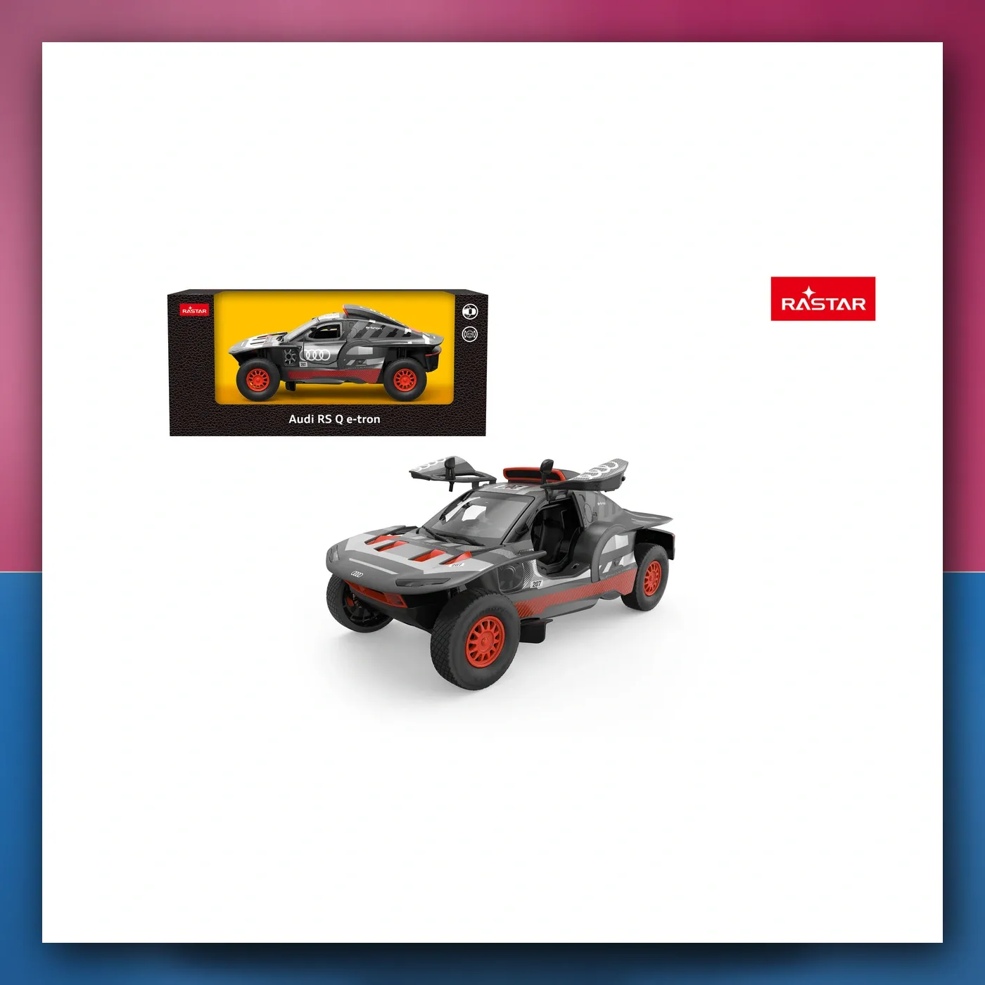 Metalni autić 1:24 AUDI RS Q e-tron sivi RASTAR - slika 1