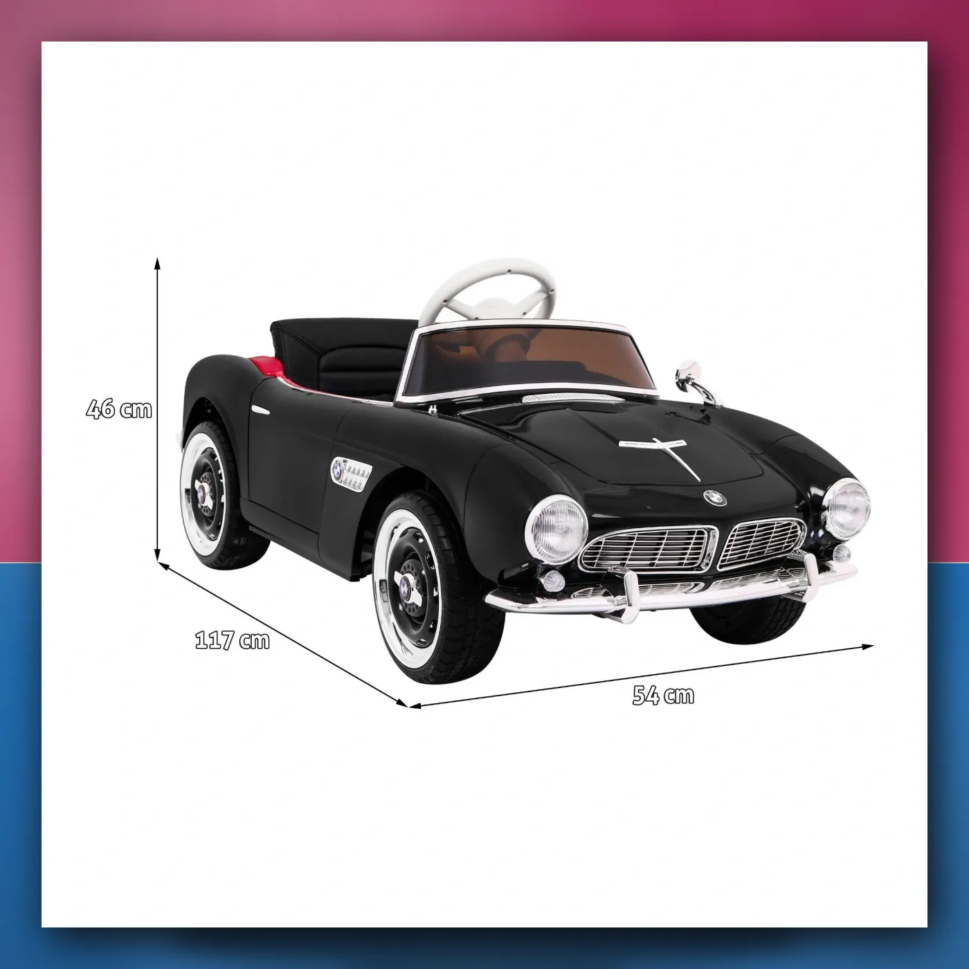 Mali auto BMW 507 Retro električne za djecu crni Roadster - slika 1
