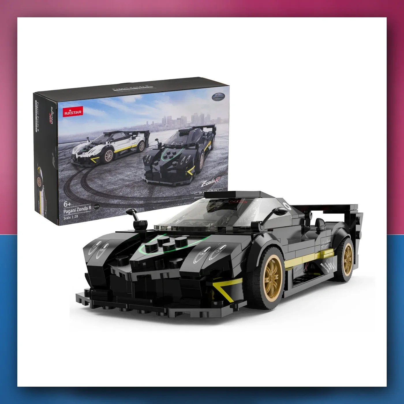 Mali auto 1: 28 Pagani Zonda R Kocke crni RASTAR - slika 1