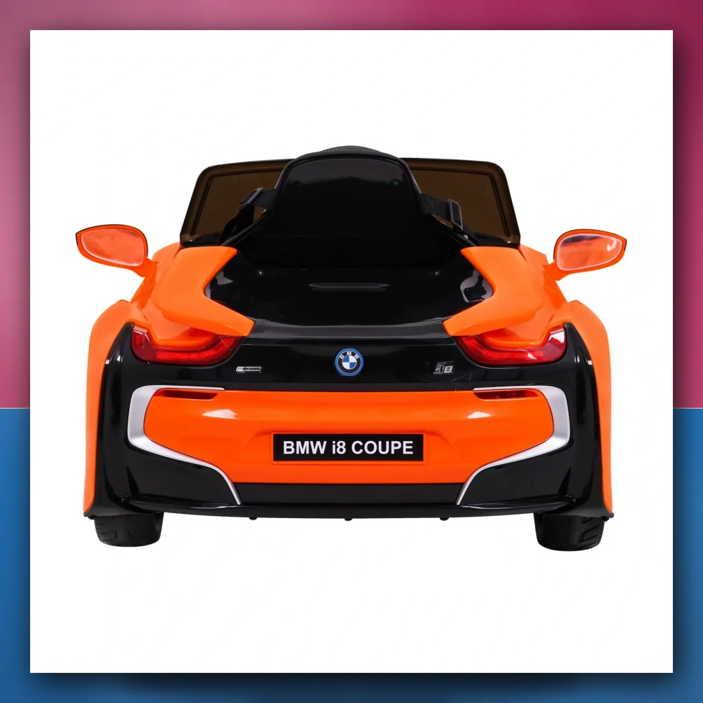 BMW I8 Lift Auto na akumulator narančasti + Daljinski upravljač + Lagani Start + 3 - pkt pojasevi + MP3 USB + LED - slika 1