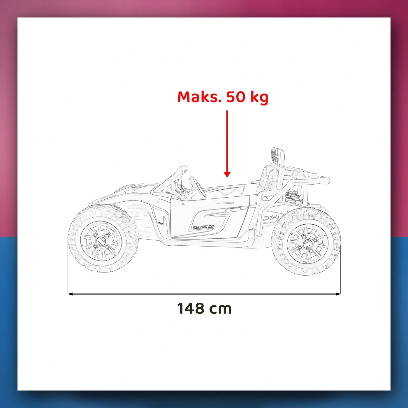 Auto Buggy Trkački 5 na akumulator za djecu - crni + Motori 2x200W + Daljinski upravljač + Audio + LED + Lagani Start - slika 1