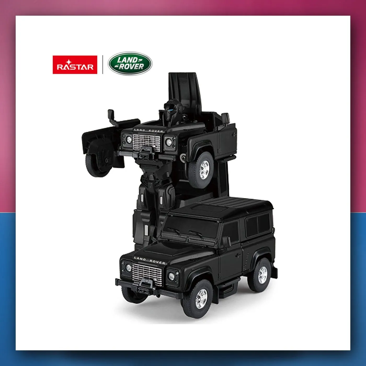 Metalni automobil i robot 2u1 Land Rover Defender crni 1:32 RASTAR