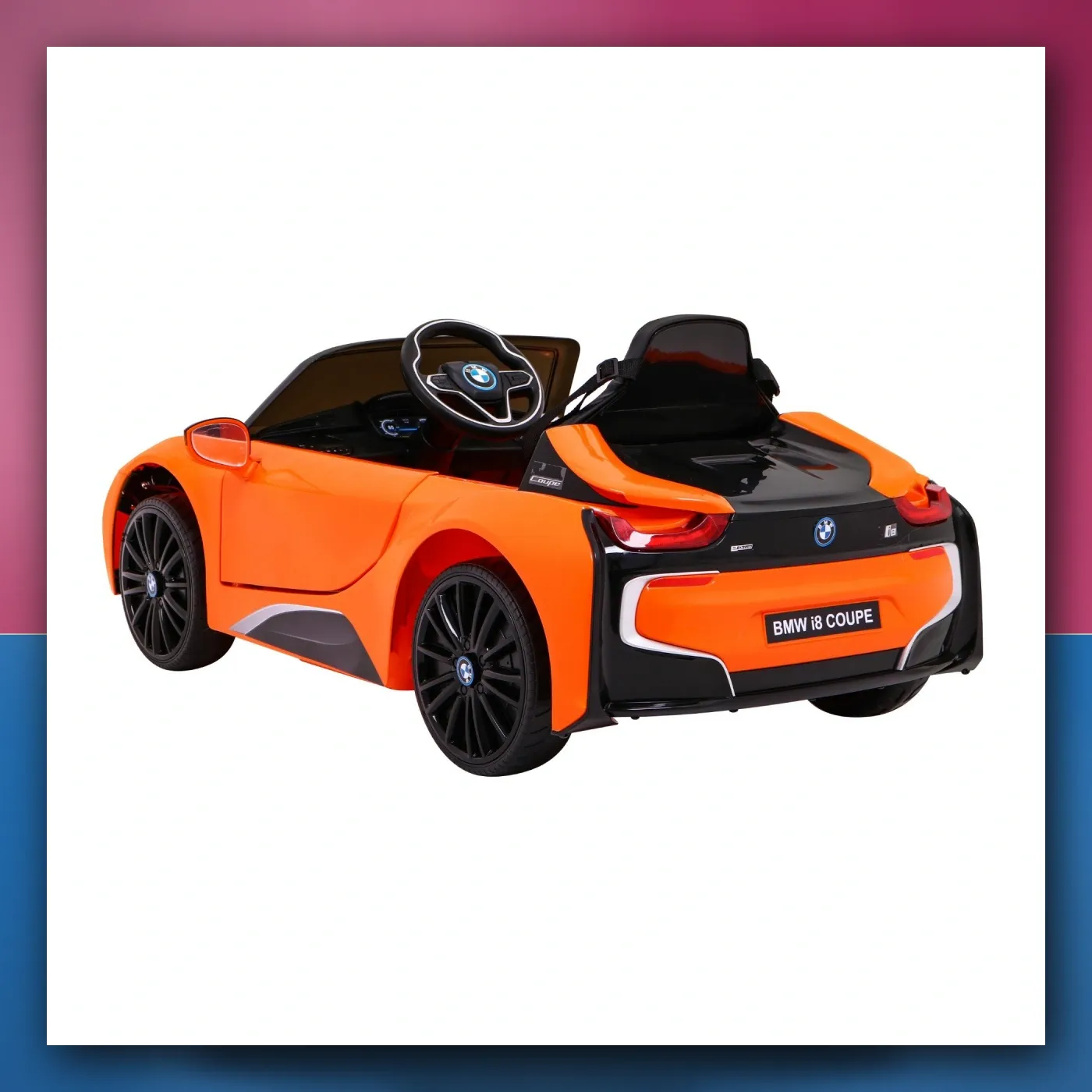 BMW I8 Lift Auto na akumulator narančasti + Daljinski upravljač + Lagani Start + 3 - pkt pojasevi + MP3 USB + LED - slika 1