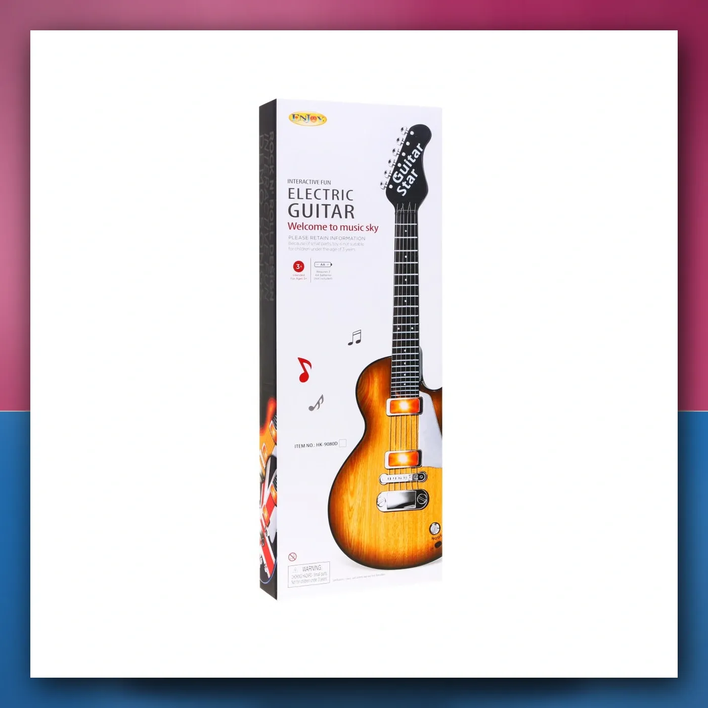 Električna Gitara za djecu 3 + iverzija drva + Slušalice s mikrofonom + Zvukovi i svjetla - slika 1