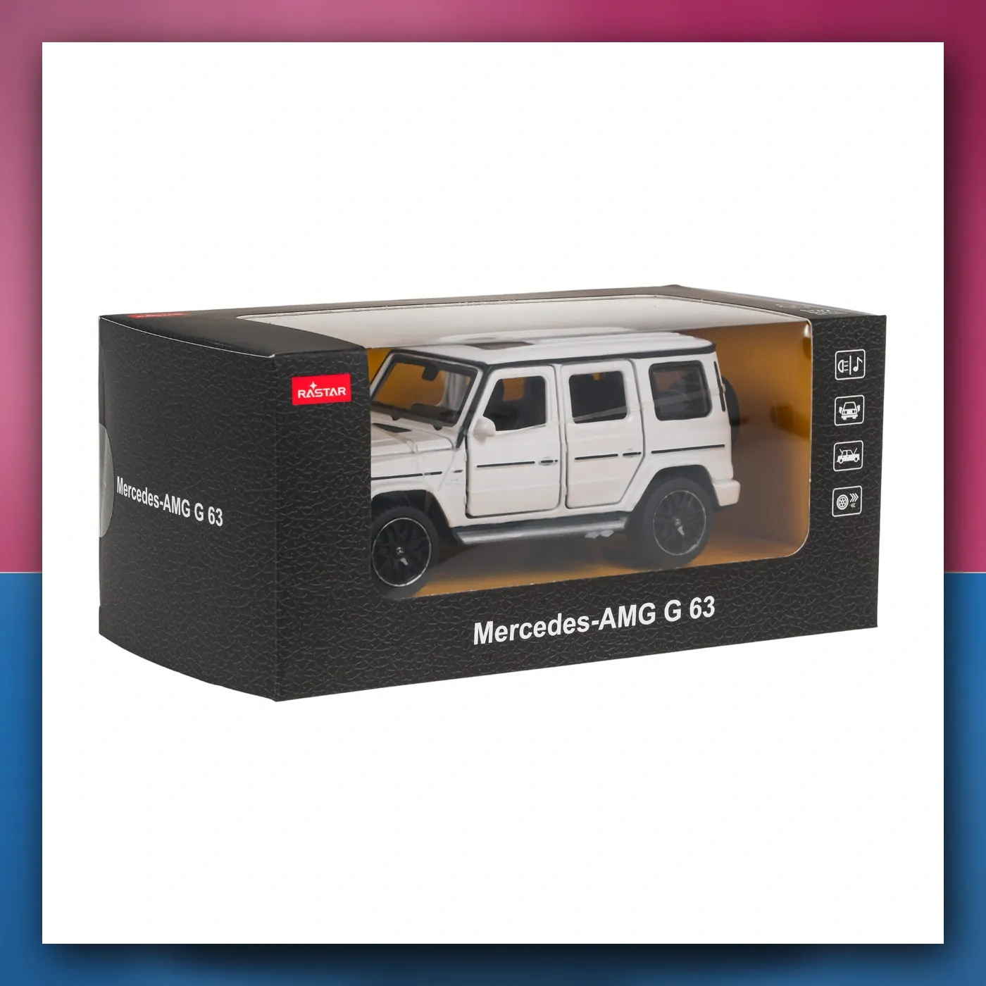 Metalni automobil Mercedes-Benz AMG G63 1:32 sa zvukom bijeli RASTAR