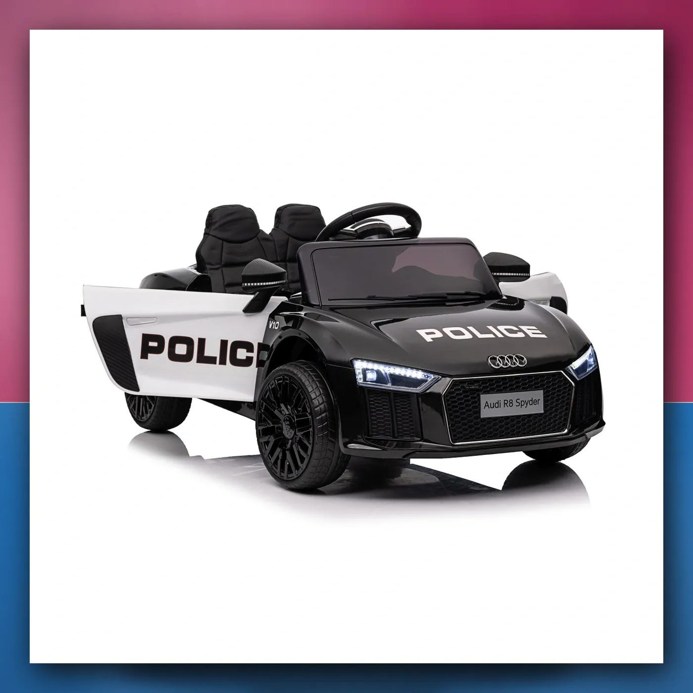 Audi R8 Policija na akumulator za djecu - + Daljinski upravljač + EVA + Lagani Start + MP3 + LED - slika 1