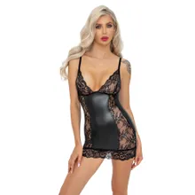 Kleid im Powerwetlook mit Spitze Kleid im Powerwetlook mit Spitze