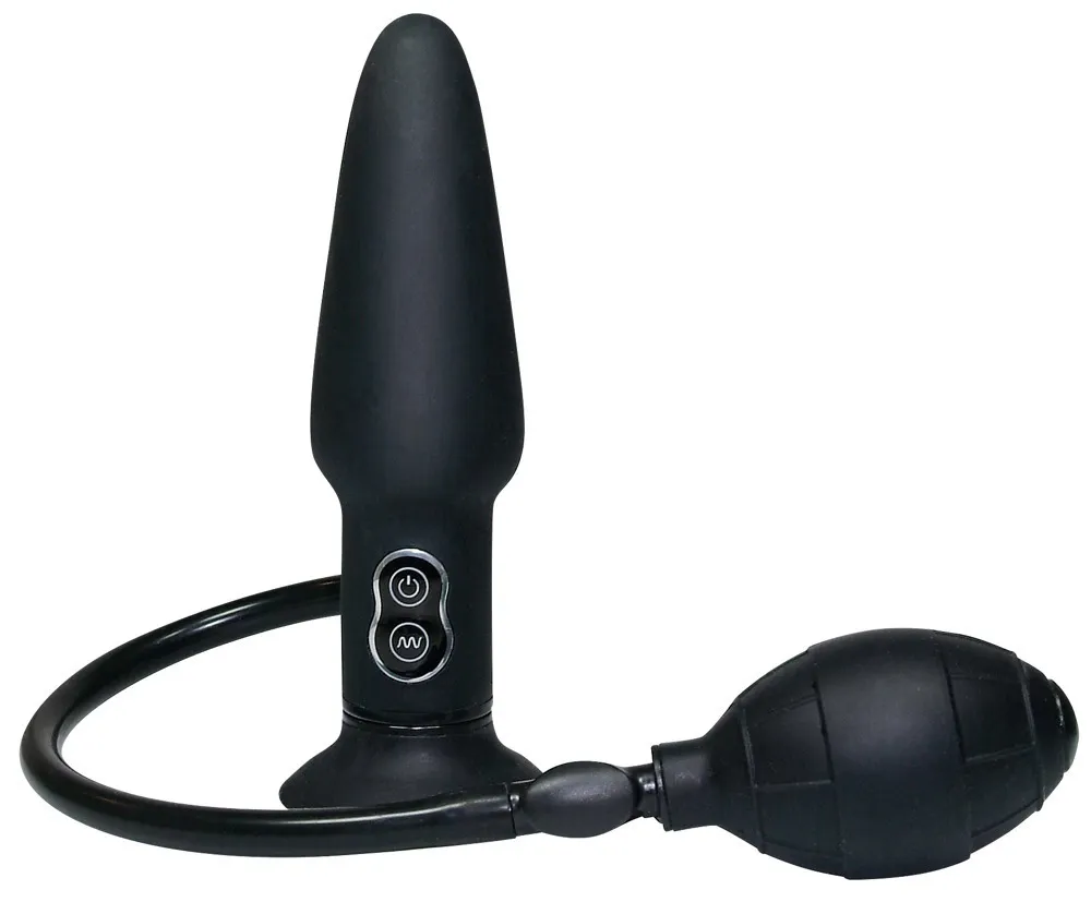 Analplug „True Black Vibrating“ mit Vibration und Pumpball Analplug „True Black Vibrating“ mit Vibration und Pumpball