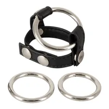 4-teiliges Set „Riemen" plus 3 Penisringe, Hodenriemen verstellbar 4-teiliges Set „Riemen" plus 3 Penisringe, Hodenriemen verstellbar
