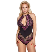 Body aus 2-farbiger Spitze, mit Schrittverschluss Body aus 2-farbiger Spitze, mit Schrittverschluss