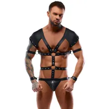 Body in Harness-Optik mit 4 abnehmbaren Fesseln Body in Harness-Optik mit 4 abnehmbaren Fesseln
