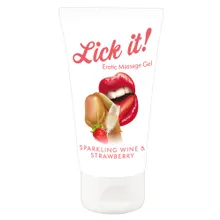 Gel “Erotic Massage Gel Sparkling Wine and Strawberry“ mit Erdbeer-/Sekt-Aroma Gel “Erotic Massage Gel Sparkling Wine and Strawberry“ mit Erdbeer-/Sekt-Aroma