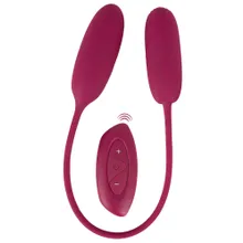 Doppel-Vibrobullet „RC Shaking & Vibrating Love Egg Duo“ verbunden mit 31-cm-Silikonband Doppel-Vibrobullet „RC Shaking & Vibrating Love Egg Duo“ verbunden mit 31-cm-Silikonband