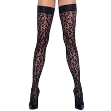 Halterlose Strümpfe im Leo-Look, Oeko-Tex zertifiziert Halterlose Strümpfe im Leo-Look, Oeko-Tex zertifiziert