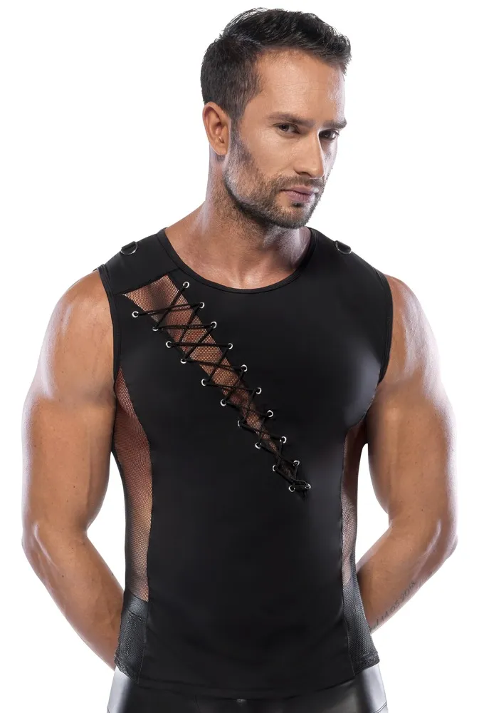 Shirt mit Netz-Einsätzen, Schnürung und D-Ringen Shirt mit Netz-Einsätzen, Schnürung und D-Ringen