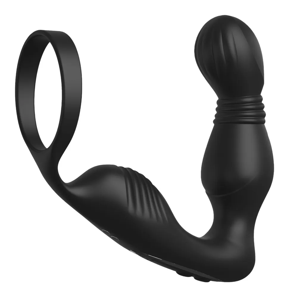 Analvibrator „Ass-Gasm Pro P-Spot Milker“ mit Penisring und nickender P-Punkt-Spitze Analvibrator „Ass-Gasm Pro P-Spot Milker“ mit Penisring und nickender P-Punkt-Spitze