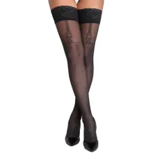 Halterlose Strümpfe im Straps-Look mit 8-cm-Spitzenabschluss Halterlose Strümpfe im Straps-Look mit 8-cm-Spitzenabschluss