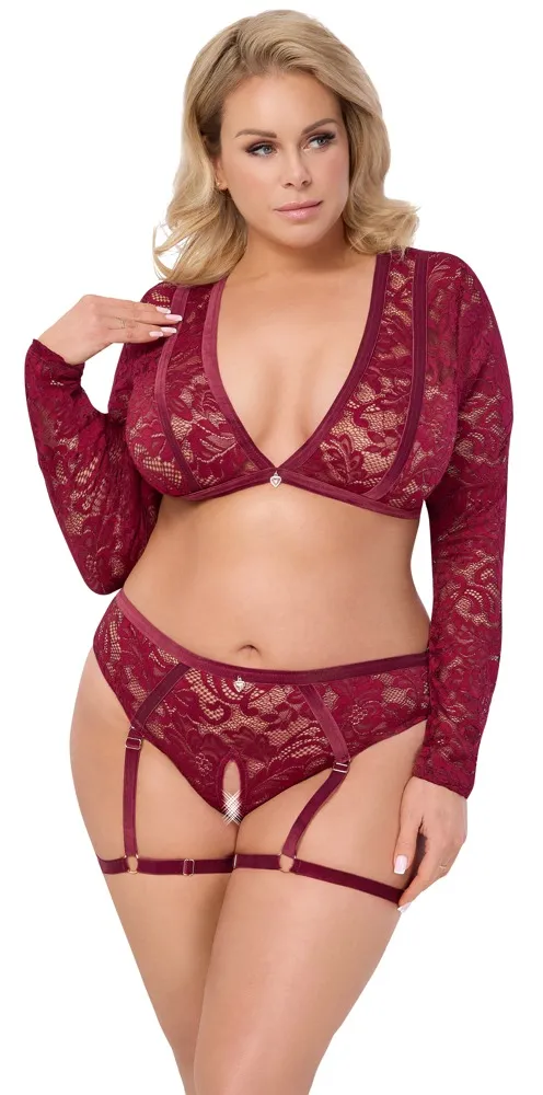 Spitzen-Set mit Samt-Strapsen Spitzen-Set mit Samt-Strapsen