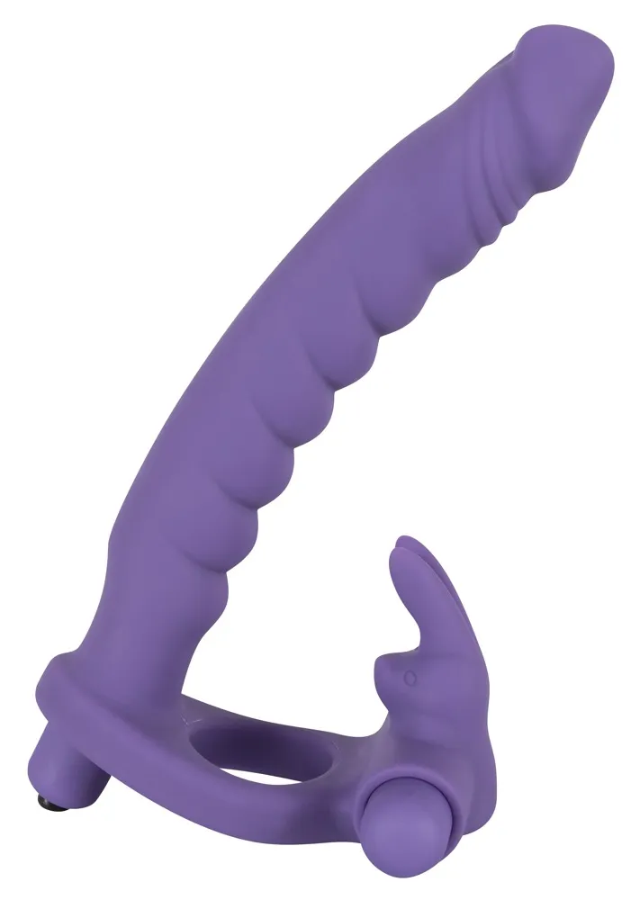 Umschnalldildo mit Vibro-Penisring „Double Delight“, 17 cm Umschnalldildo mit Vibro-Penisring „Double Delight“, 17 cm