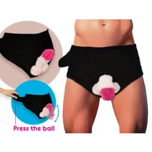 Gag-Slip mit beweglichem Plüsch-Penis Gag-Slip mit beweglichem Plüsch-Penis