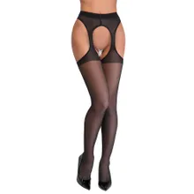 Straps-Strumpfhose mit Ziernaht am hinteren Bein Straps-Strumpfhose mit Ziernaht am hinteren Bein