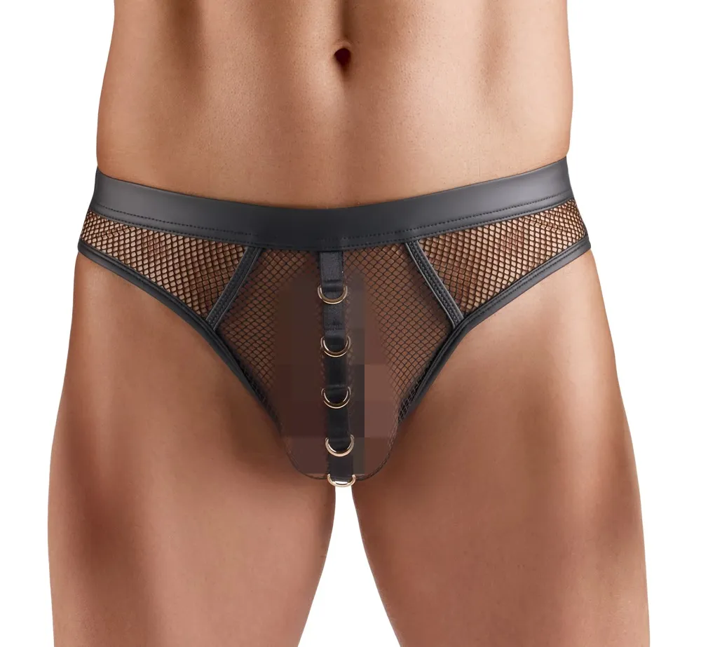 Netz-String mit stylischen Wetlook-Details Netz-String mit stylischen Wetlook-Details