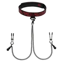 Halsfessel mit Nippelklemmen „Sweet Anticipation Collar Nipple Clamps“, verstellbar Halsfessel mit Nippelklemmen „Sweet Anticipation Collar Nipple Clamps“, verstellbar