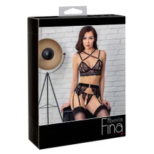 3-teiliges Straps-Set aus Spitze mit Samtdetails 3-teiliges Straps-Set aus Spitze mit Samtdetails