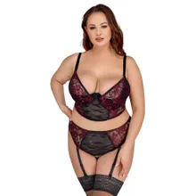 Longline-BH plus Straps-Slip im edlen Material-Mix aus 2-farbiger Spitze und Powernet Longline-BH plus Straps-Slip im edlen Material-Mix aus 2-farbiger Spitze und Powernet