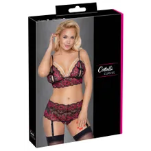 Soft-BH plus Straps-Slip ouvert, komplett aus 2-farbiger Blütenspitze Soft-BH plus Straps-Slip ouvert, komplett aus 2-farbiger Blütenspitze