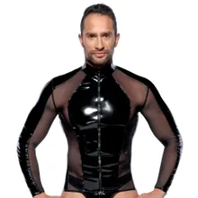 Lack-Shirt mit Netzeinsätzen Lack-Shirt mit Netzeinsätzen