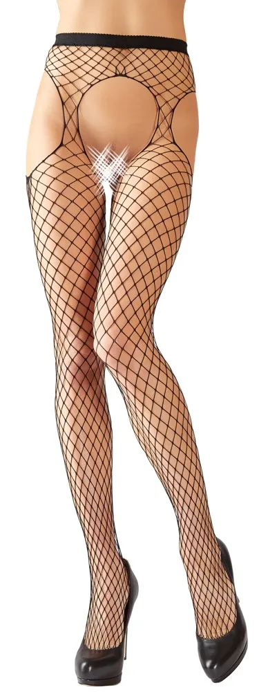 Straps-Strumpfhose aus grobem Netzmaterial Straps-Strumpfhose aus grobem Netzmaterial