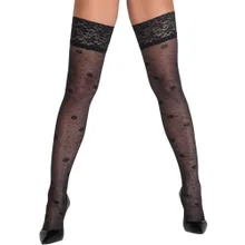 Halterlose Strümpfe mit zartem Rosenmuster, Oeko-Tex zertifiziert. Halterlose Strümpfe mit zartem Rosenmuster, Oeko-Tex zertifiziert.